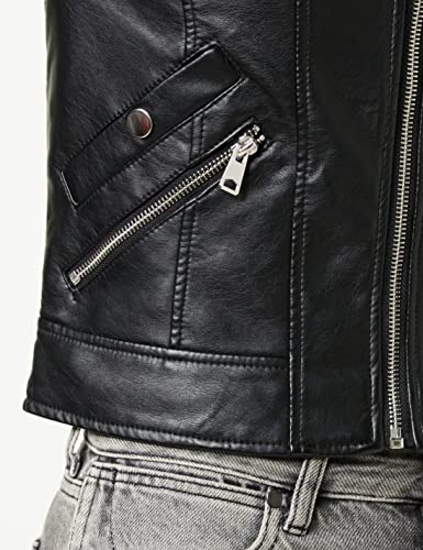 VERO MODA Damen VMKHLOE FAVO Faux Leather Jacket NOOS Jacke, Schwarz (Black) - 3